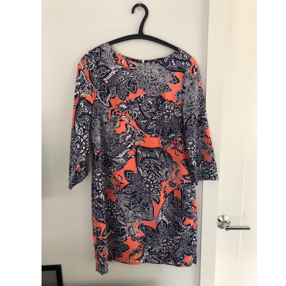 Patterned blue and orange dress from The Limited